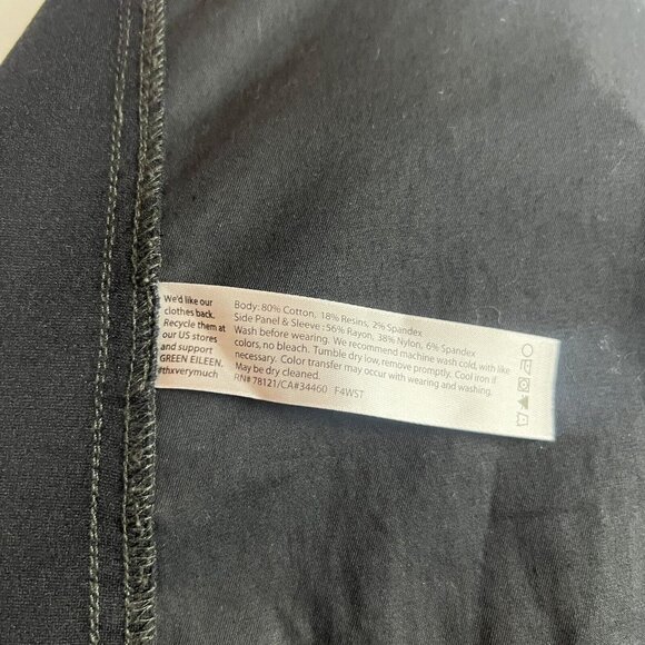 EILEEN FISHER Jacket XL Womens Black Faux Leather Moto Zip Front Casual Pockets - Picture 8 of 9